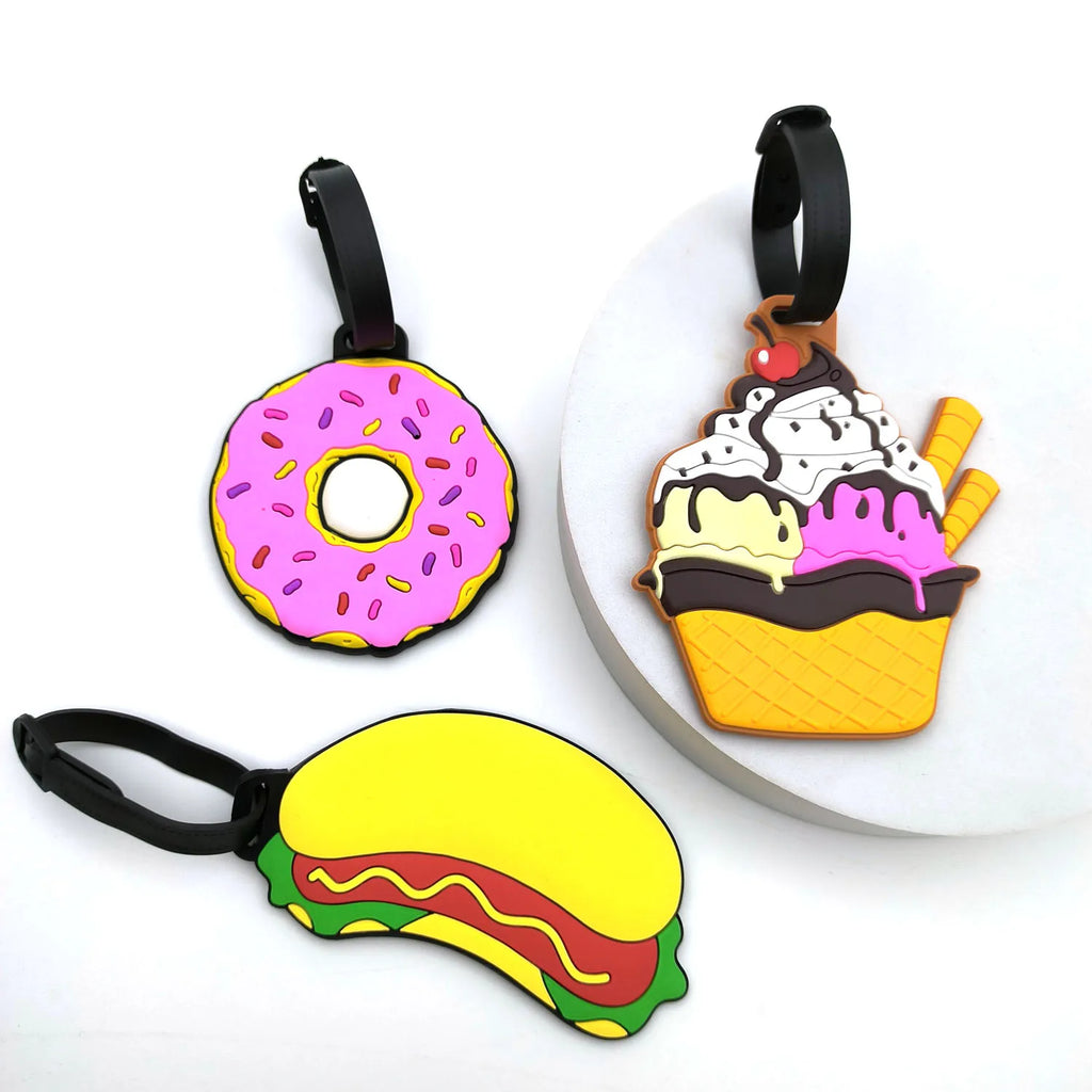 1pc/3pcs Creative Food Doughnut Luggage Tag Bag Hanging Tag Anti Loss ID Card Necessary for Travel