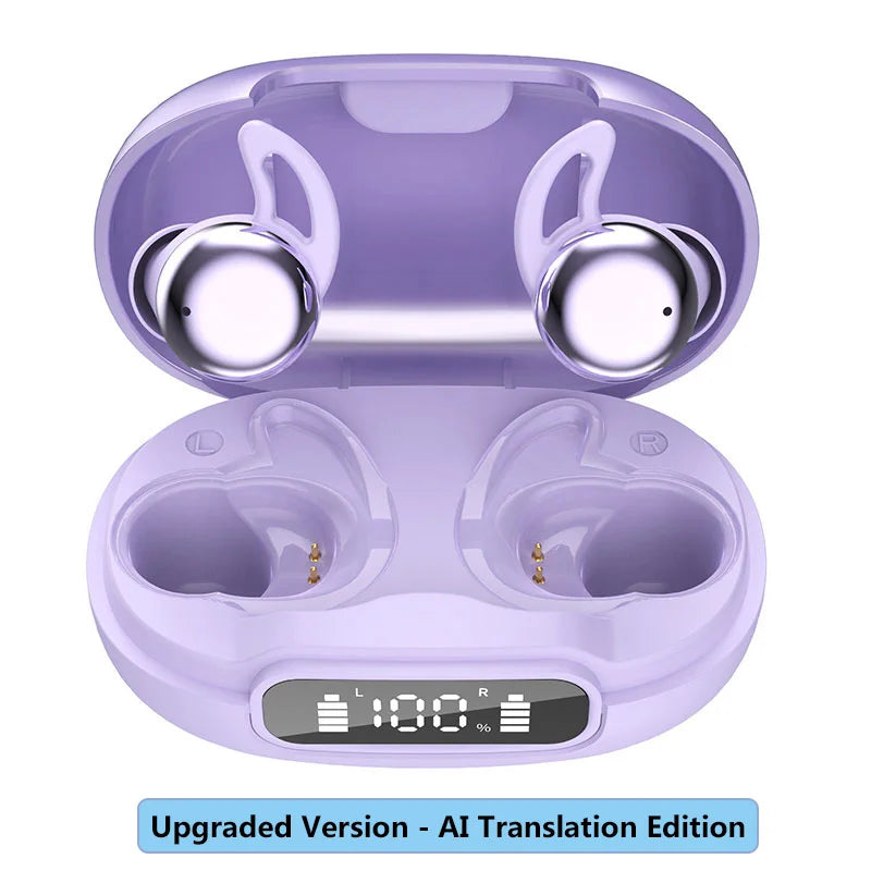 Sleep Bluetooth Earbuds ANC Noise Cancelling with Translation In-Ear Headphones Portable Charging LED Display for Travel Work
