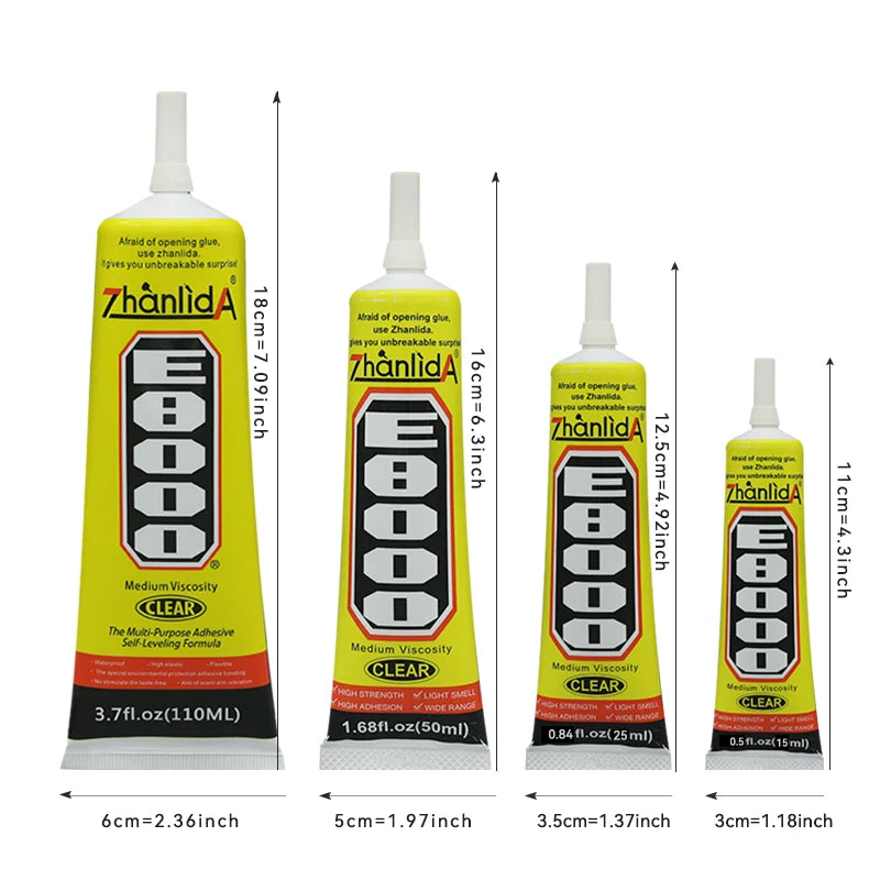 50/110ML Zhanlida E8000 Cell Phone Glue Multipurpose Transparent Soft Waterproof Sealent Glue Adhesive Making Crafts Arts Model