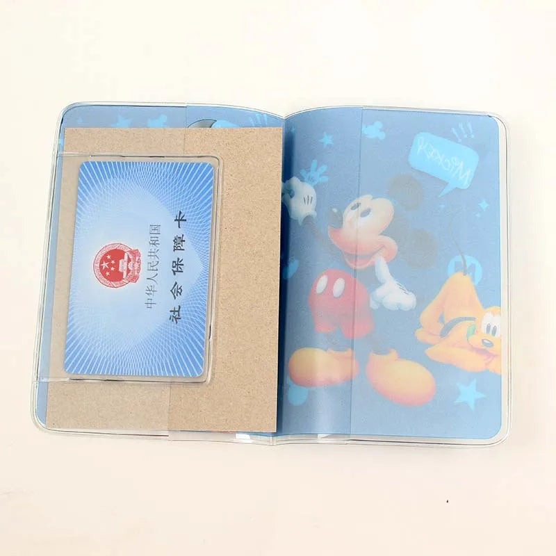 3 Colors Disney Mikey Minnie Passport Holder PVC Leather Travel Passport Cover Case Card ID Holders 14cm*9.6cm