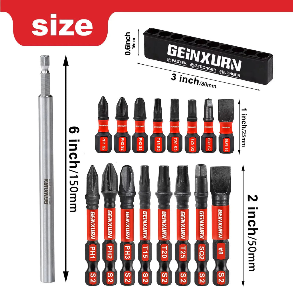 Geinxurn 6in Magnetic Hex Quick Change Bit Extension Holder, Motorcycle Repair Tools&Suitable for Motorcycle Maintenance