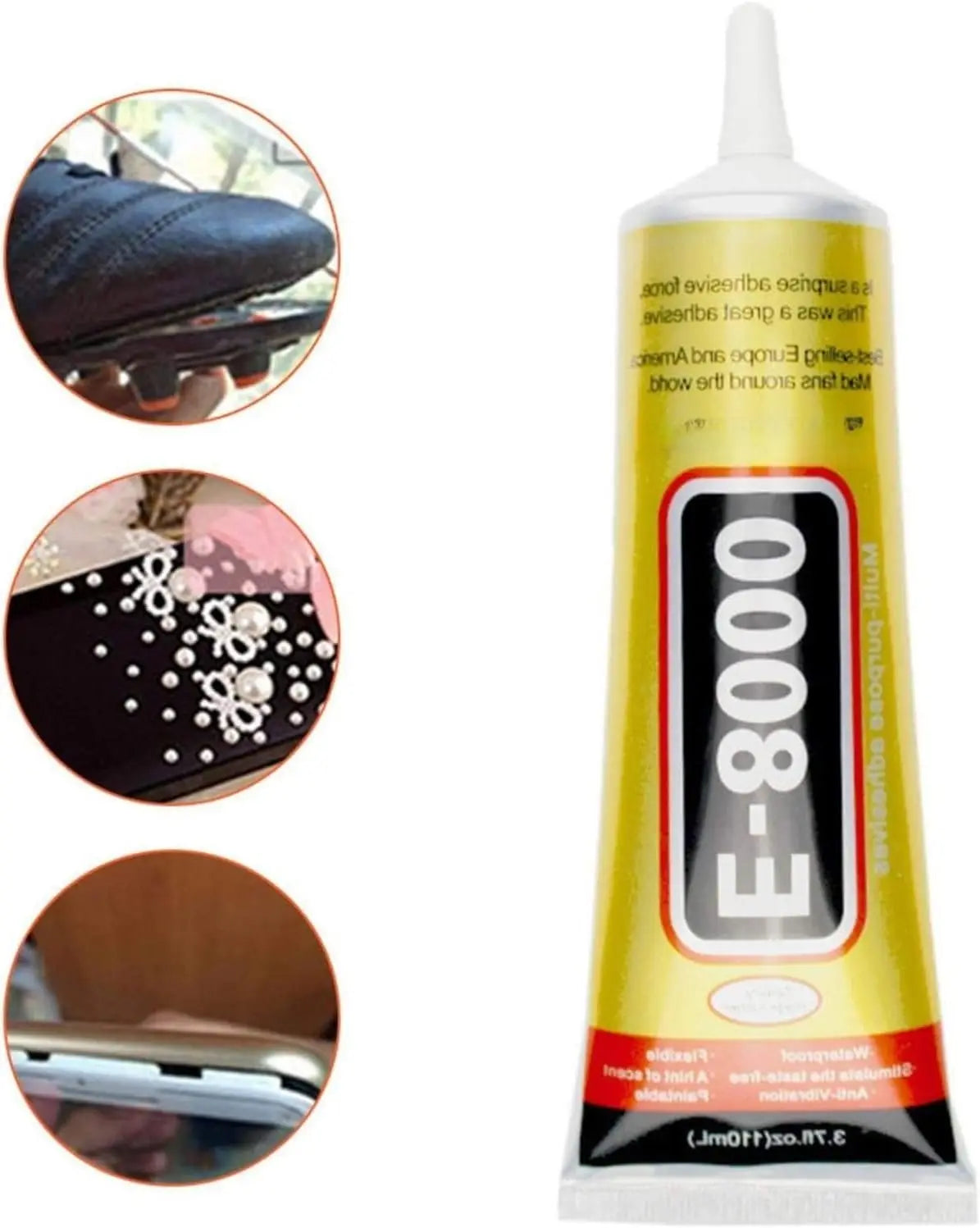 E8000 Multi-Purpose Adhesive: Mobile Phone Repair, Rhinestone Jewelry DIY – E-8000 Clear Adhesive Paste, 5-Pack (15 ml per tube)