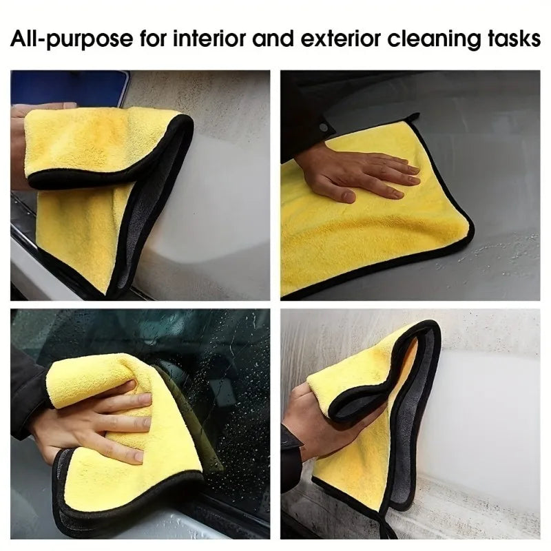 1/2/6pcs Microfiber Cleaning Towel Thicken Soft Drying Cloth Car Body Washing Towels Double Layer Car Cleaning Drying Cloth