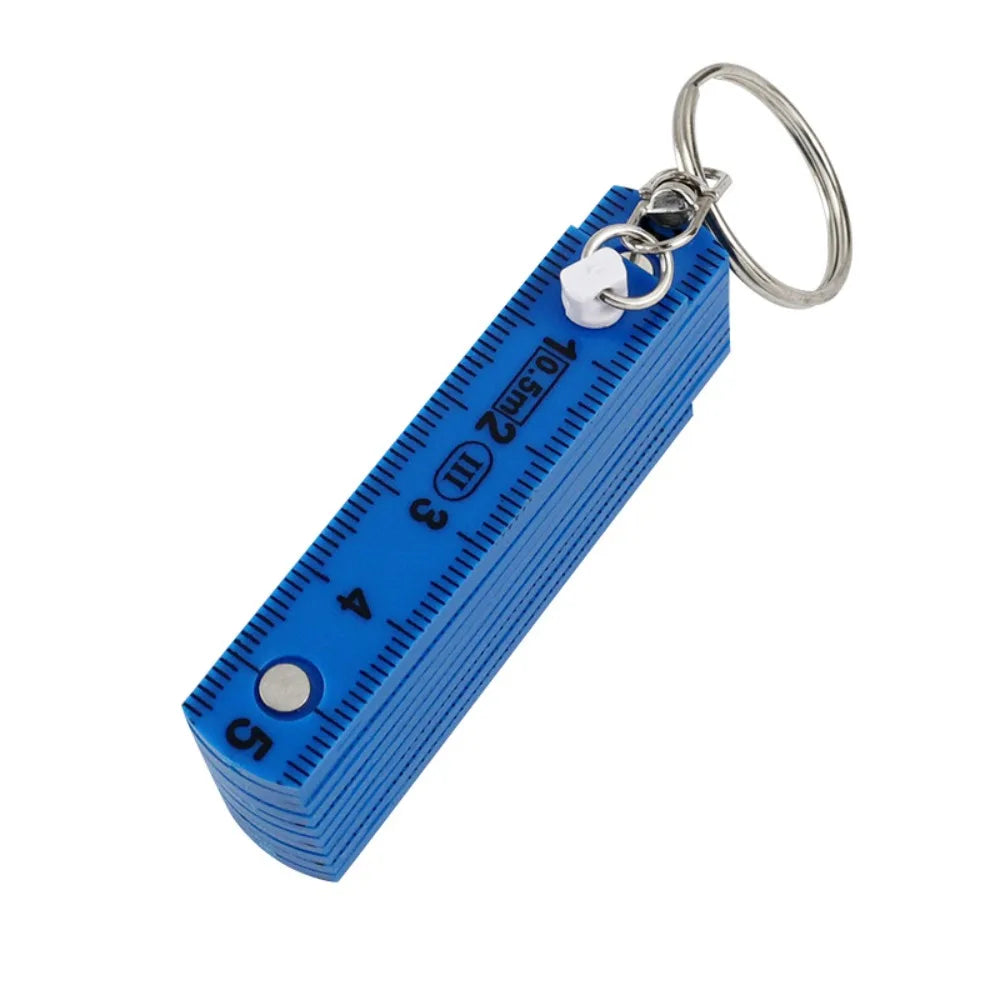 Multi Functional 0.5m 10-Fold Folding Ruler with Keychain Double-sided Scale Plastic Ruler Anti Pinch Gauge DIY Projects