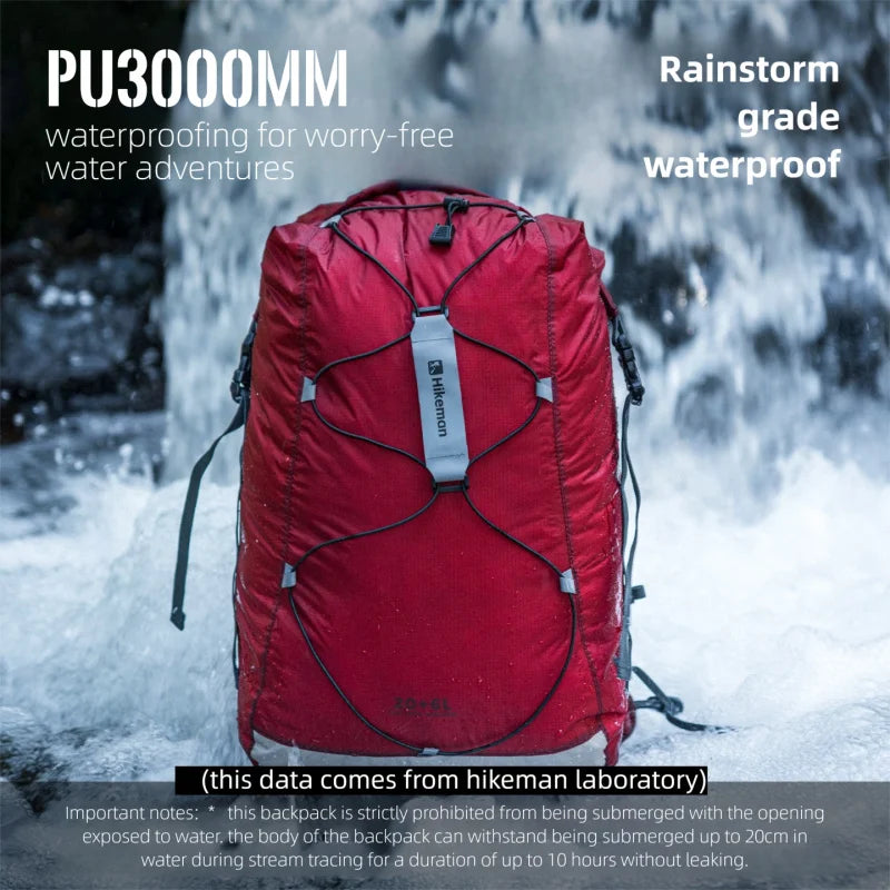 Hikeman Outdoor Sports Backpack Travel Hiking Silicone-Coated Water-Resistant Lightweight Foldable Large Capacity Backpack