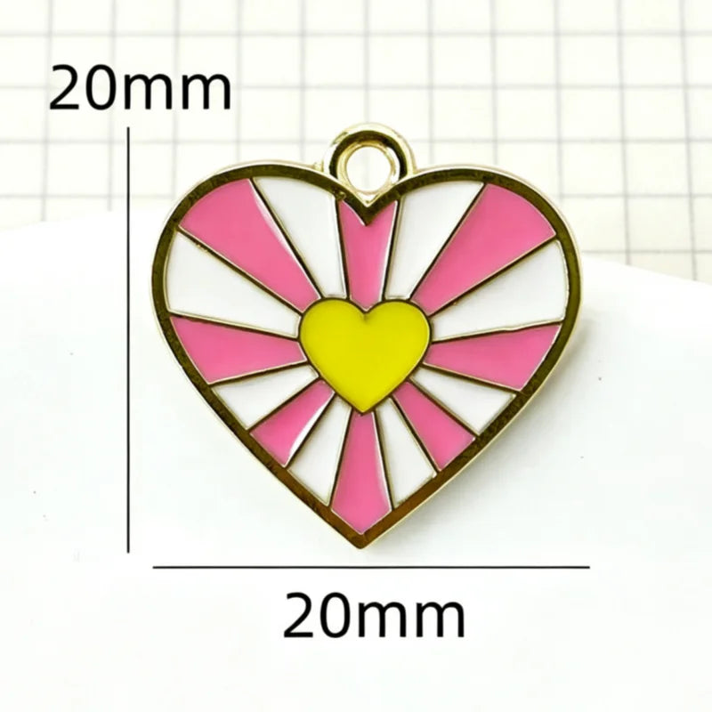 10pcs Pink Heartbeat Love DIY Jewelry Accessories Pendant Pendant Necklace Bracelet Hair Accessories Keychain Valentine's Day Al