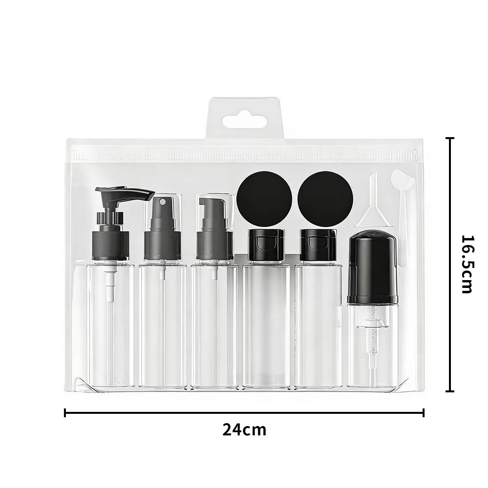 11Pcs Set Refillable Travel Bottles Kit Leak-Proof Portable Clear Travel Cosmetic Containers for Shampoo Lotion Spray Foam Pump
