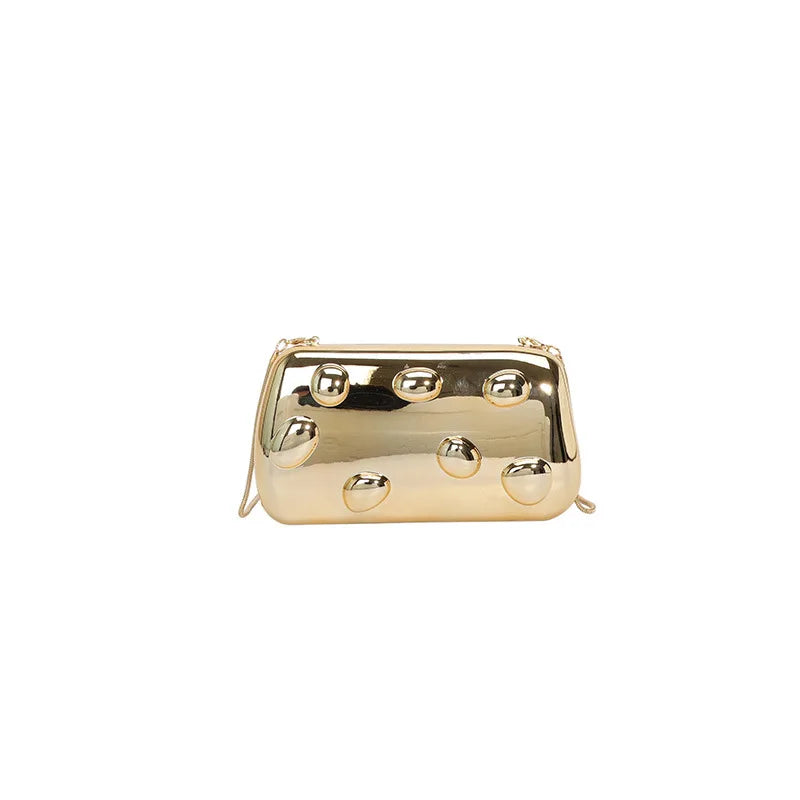 Personalized acrylic egg box bag 2026 new fashion glossy dinner bag women's beaded handbag