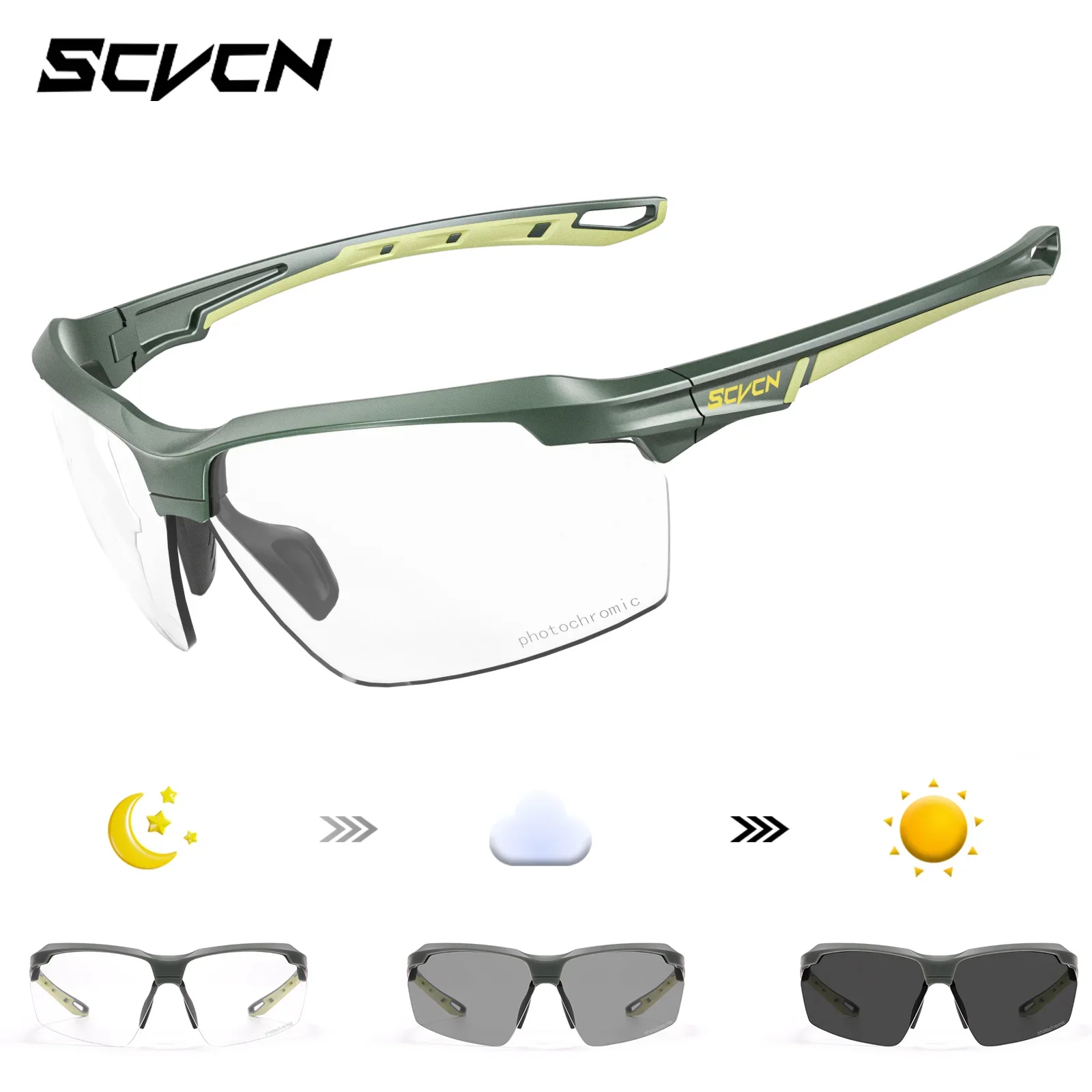 SCVCN Color Photochromic Cycling Glasses Explosion Proof Hunting CS War Game Eyewear Fashion Outdoor Airsoft Shooting Glasses