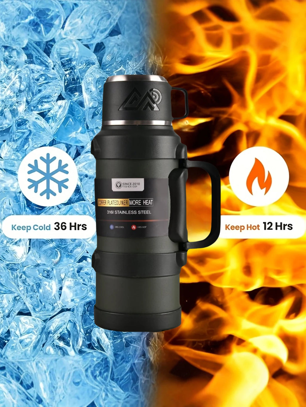 1 PC Large thermos -1.7L/2.0L/2.5L stainless steel thermos, suitable for travel, camping -2.5 liters super large vacuum insulati