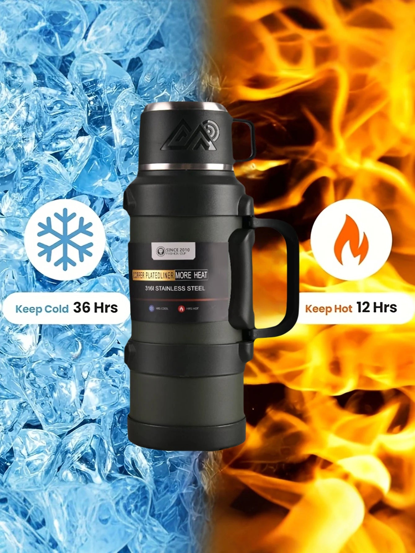 1 PC Large thermos -1.7L/2.0L/2.5L stainless steel thermos, suitable for travel, camping -2.5 liters super large vacuum insulati