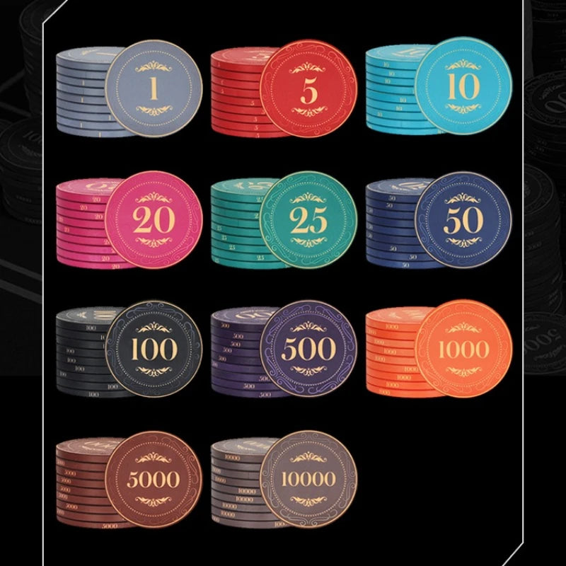 10pcs Poker Chips 43mm Ceramic Matte Texture Professional Texas Poker Botton Code Baccarat Game Board Table Entertainment Set