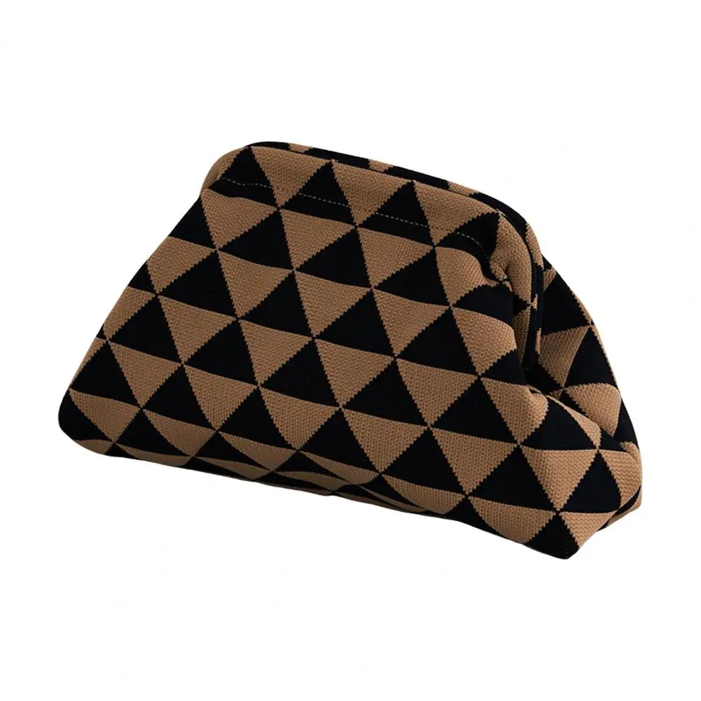 Women Clutch Bag Striped Print Dumpling Clutch Knitted Purse Summer Beach Bag Travel Dating Handbag Cloud Shape Coin Purse
