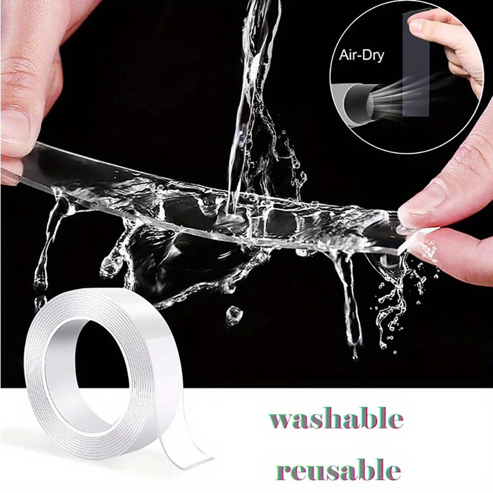 Double-Sided Adhesive Tape 1/3/5m Multifunctional Nano Tape Waterproof Transparent Reusable Wall Sticker Strong Sticky Home Glue
