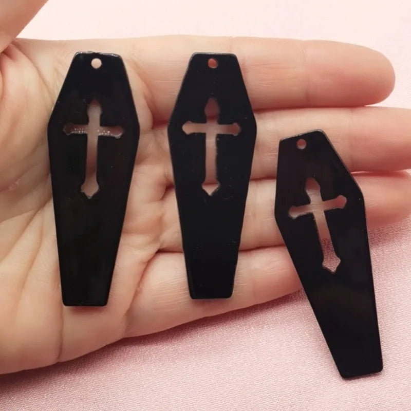 10pcs acrylic coffin cross pendant, DIY jewelry accessories, earrings, necklaces, keychains, jewelry making