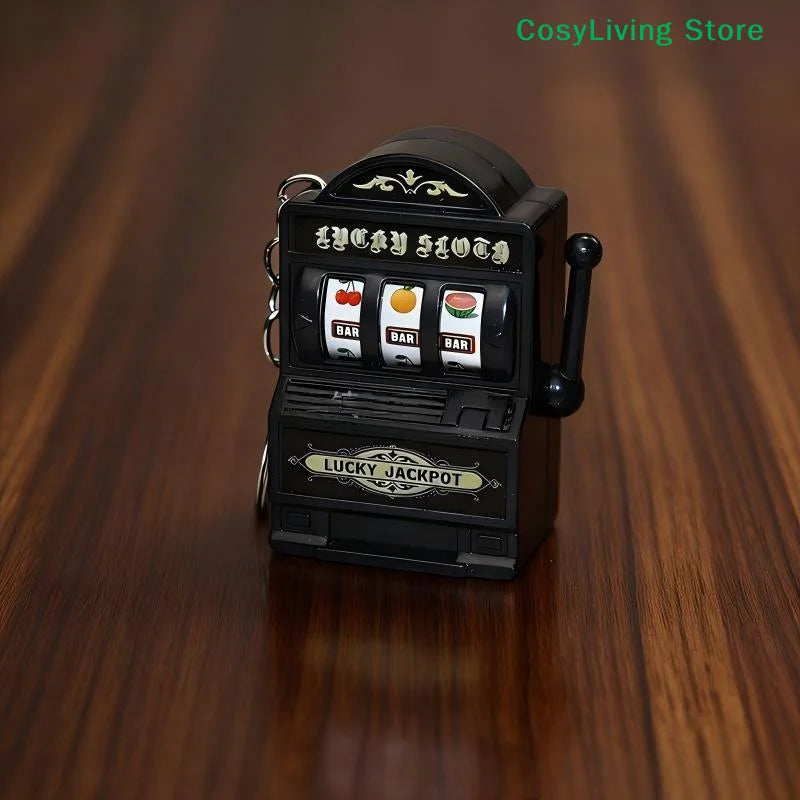 [CL]Mini Gambling Slot Machine Key Chains Arcade Pocket Fruit Lucky Jackpot Gadget Antistress Toy Funny Games Keychain Ring[CL]