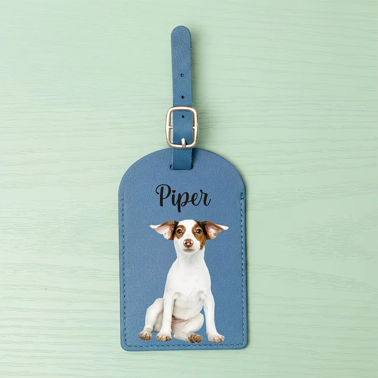 Personalized Faux Leather Luggage Tag with Name & Photo | Custom Travel ID Holder in 5 Colors, Durable PU Bag Tag for Suitcase