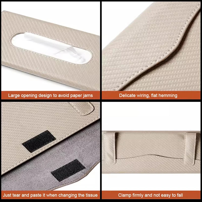 SEAMETAL Car Sun Visor Tissue Box Carbon Fiber Tissue Storage Case Universal Auto Interior Clip-on Style Paper Towel Storage Bag