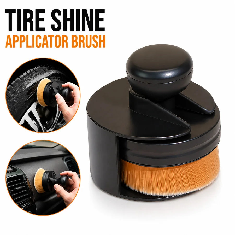 Handheld Tire Shine Applicator with Seal Cover, Tire Sidewall Brush Compact Auto Detail Brush for Cleaner Sidewall Application
