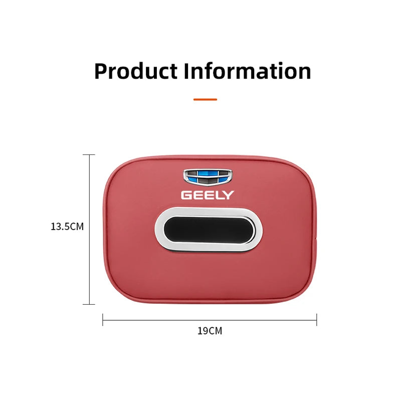 Car Tissue Box Car Interior Accessories For Geely Coolray Geometry C GX3 Emgrand EC7 LC Leather Tissue Storage Bag Kleenex Case
