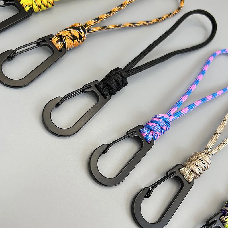 Braided Paracord Keychain Lanyard Outdoor Camping Backpack Quick Release Carabiner Hook Anti-Lost  Wrist Lanyard Hiking EDC Tool