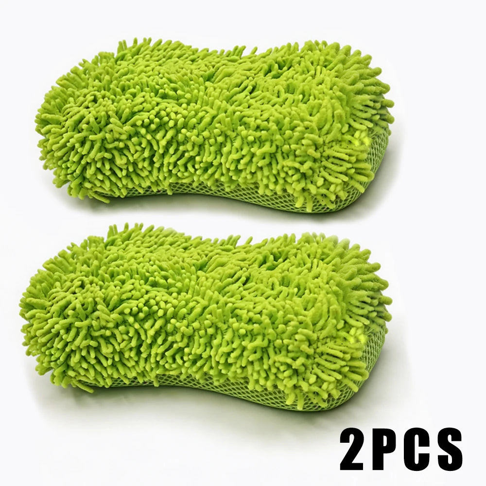 Chenille Microfiber Car Wash Sponge 8-Shape Scratch Free High Foam Super Absorbent Mesh Back Auto Detailing Cleaning Tools