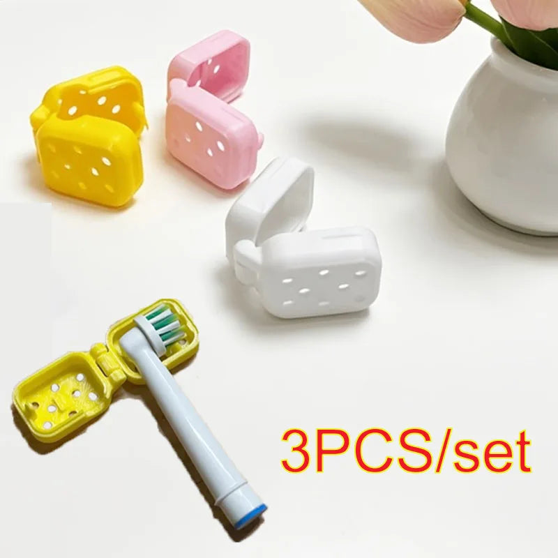 3PCS/set Electric Toothbrush Head Travel Case – Ventilated Protective Cover Clean &amp Lightweight for Storage