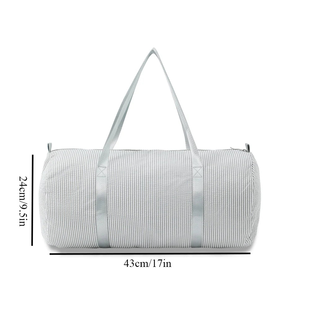 Seersucker Duffle Bag For Kids Travel Overnight Bag Carry On Lightweight Weekender Bag For Boys and Girls Back To School Gifts