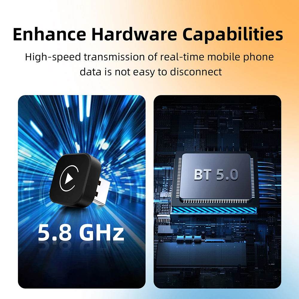 ANYFAR Wireless 2IN1 CarPlay Android Auto Wireless Adapter Plug And Play Dongle Bluetooth WiFi Fast Connect