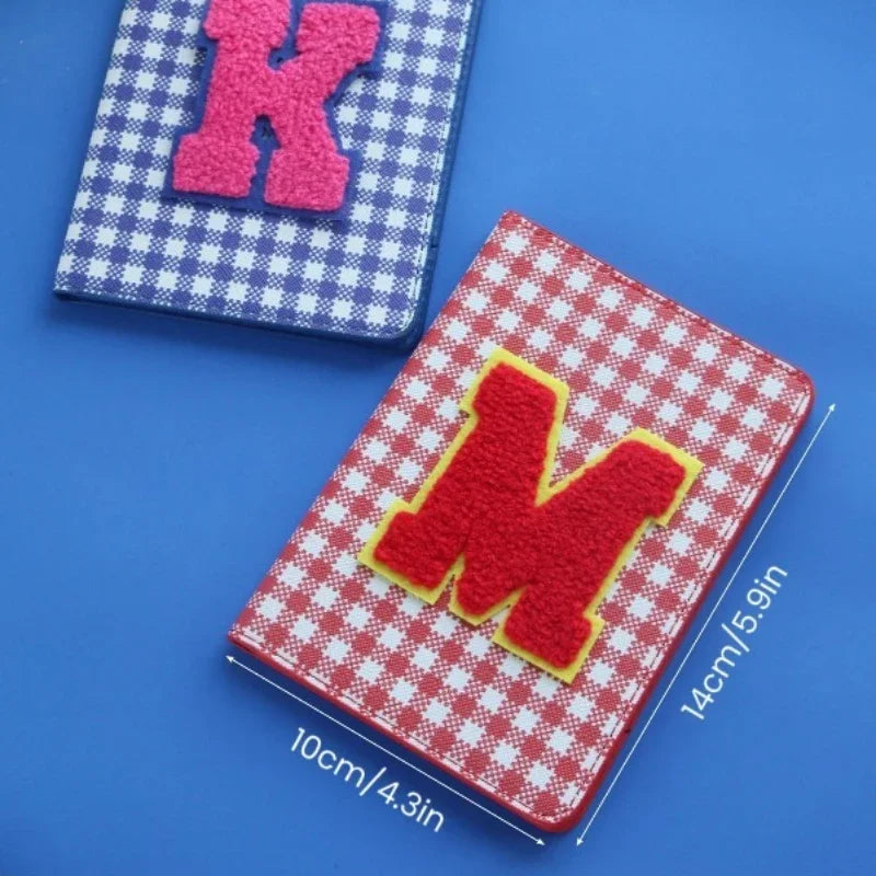 Personalized Colorful Grid Pattern Passport Cover Customized Letter Passport Holder Vibrant Cute Pattern Cover