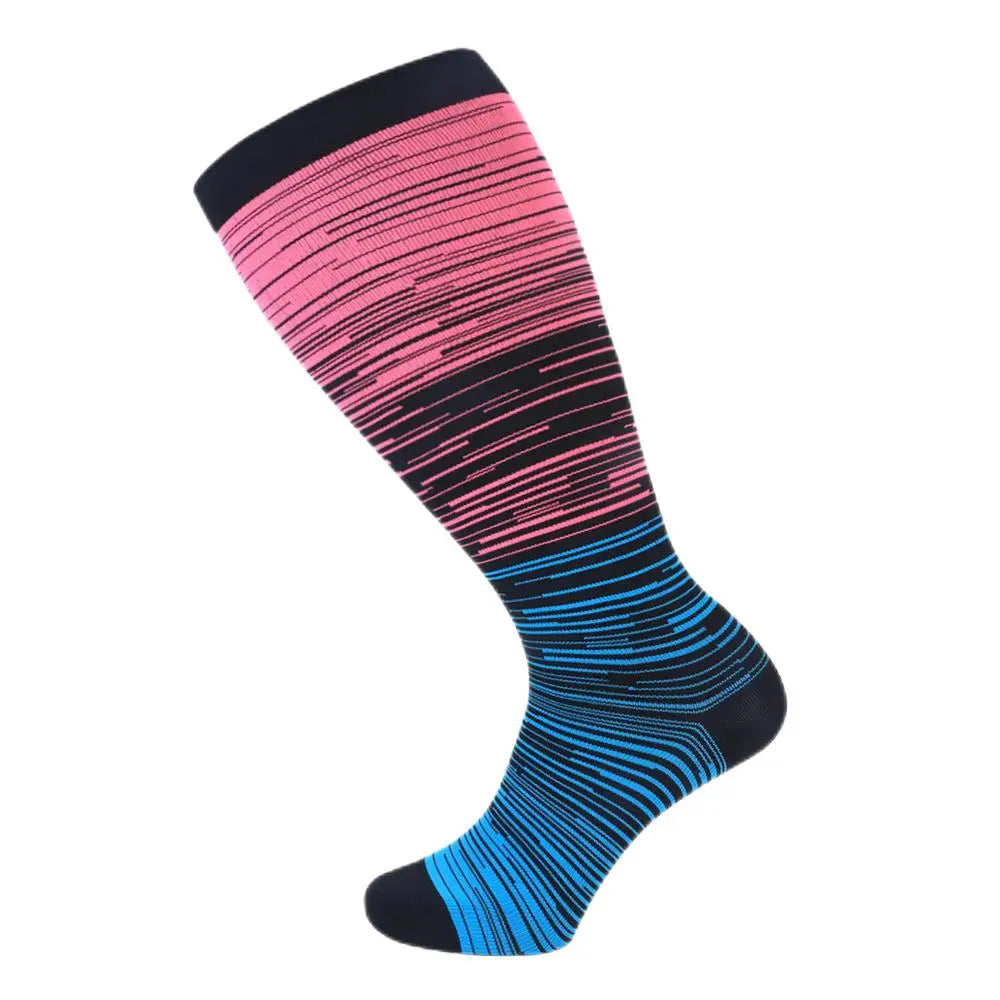 2XL-7XL Plus Size 20-30 mmHg Compression Socks for Women Men Wide Calf Extra Large Knee High Flight Sock for Circulation Support