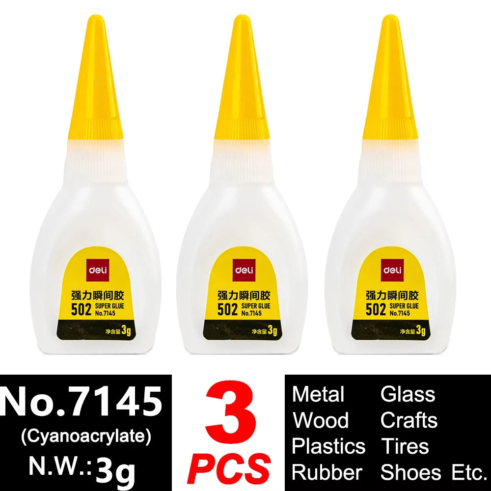 Deli 502 Professional Super Glue Cyanoacrylate – Fast Instant Adhesive for Hardware Metal Wood Cars Craft Hobby Seconds Bond