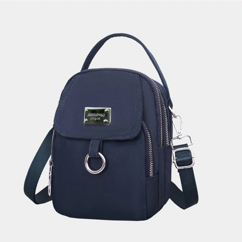 Multi Zipper Oxford Crossbody Bag Lightweight Adjustable Strap Casual Daily Travel Handbag With Top Handle For Everyday Use