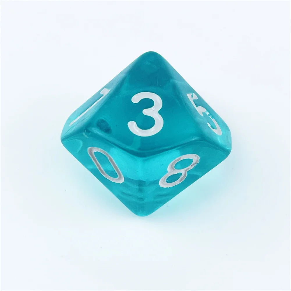 50PCS/lots Colorful Transparent D10 (0-9) Dice For DND Desktop Board Games 10 Sided Dices