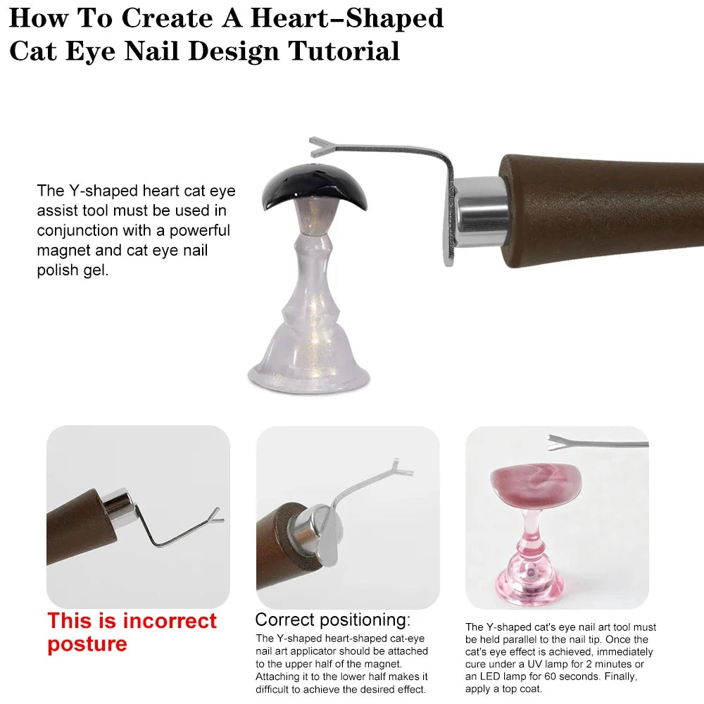 Heart Shaped Cat Eye Magnet Set Y Shaped Cat Eye Nail Art Tool Use With Magnet And Cat Eye Gel Polish DIY Nail Accessories