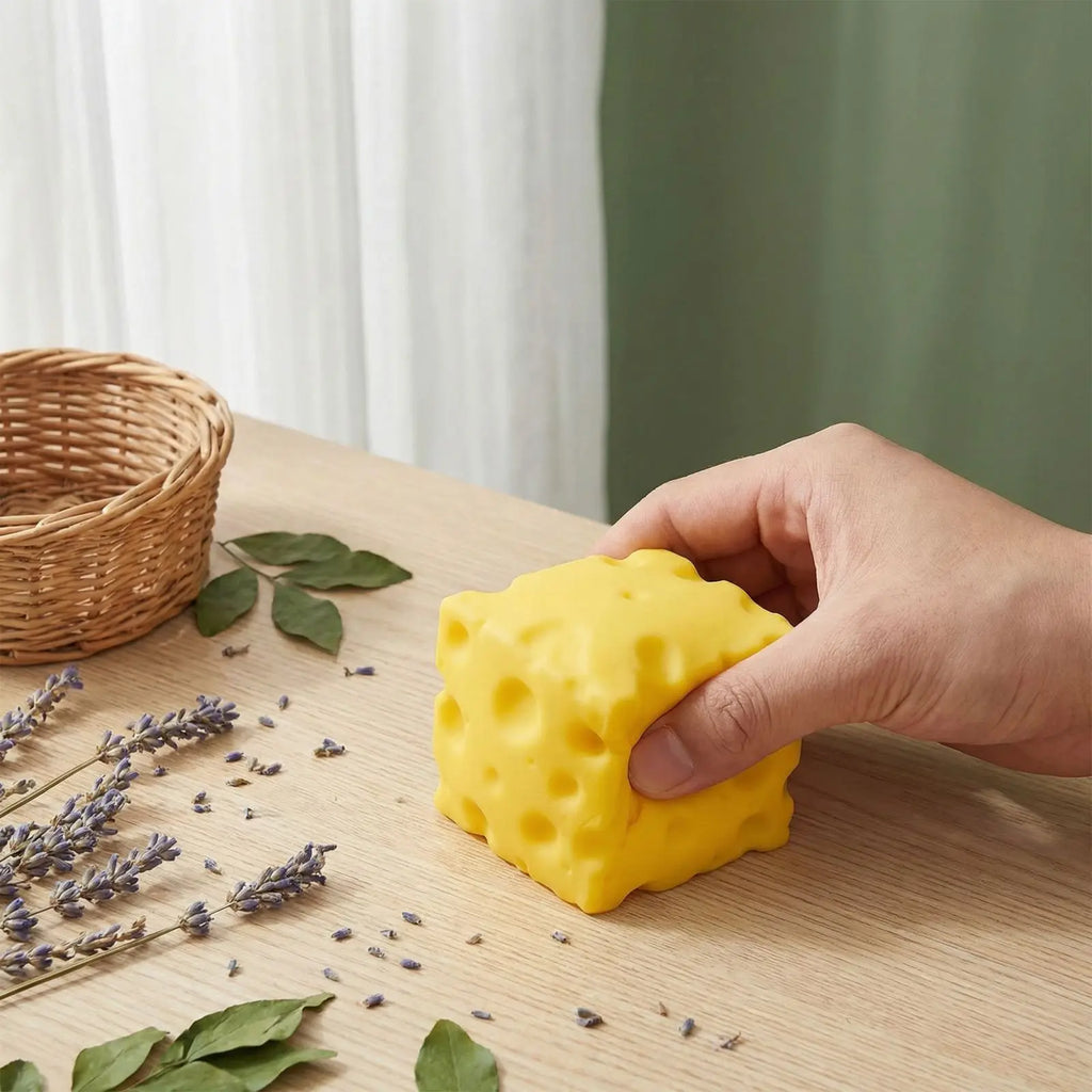 Hot-selling！ Cheese Cube Stress Ball Big Cheese Shapeable Squeeze Ball Non-Bounce Fidget Toy ASMR Sensory Anti-Stress Gift