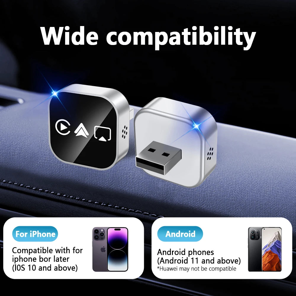 Wireless Adapter Carplay Android Auto WiFi Bluetooth Auto Connect Airplay for iPhone Plug and Play MiNi Car Box 4in1 AI CarPlay