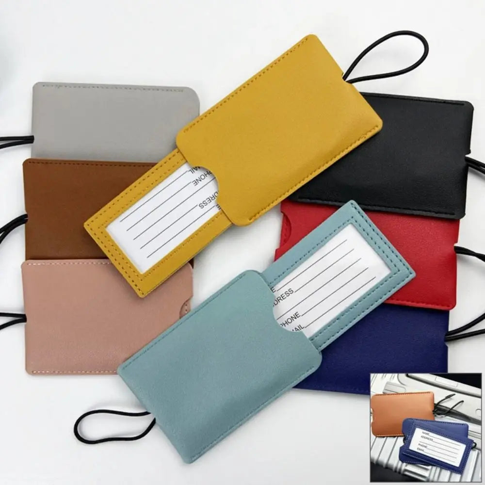 PU Leather Pull out Luggage Tag Backpack Accessories Red Color Name ID Address Tags Soft Luggage Label Straps Travel Accessories