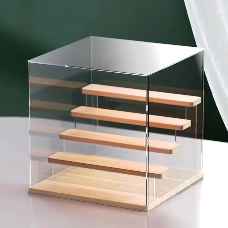 Solid Wood Step Figure Display Cabinet Transparent Acrylic Display Box For Toys, Car Models, Action Figures Storage And Display