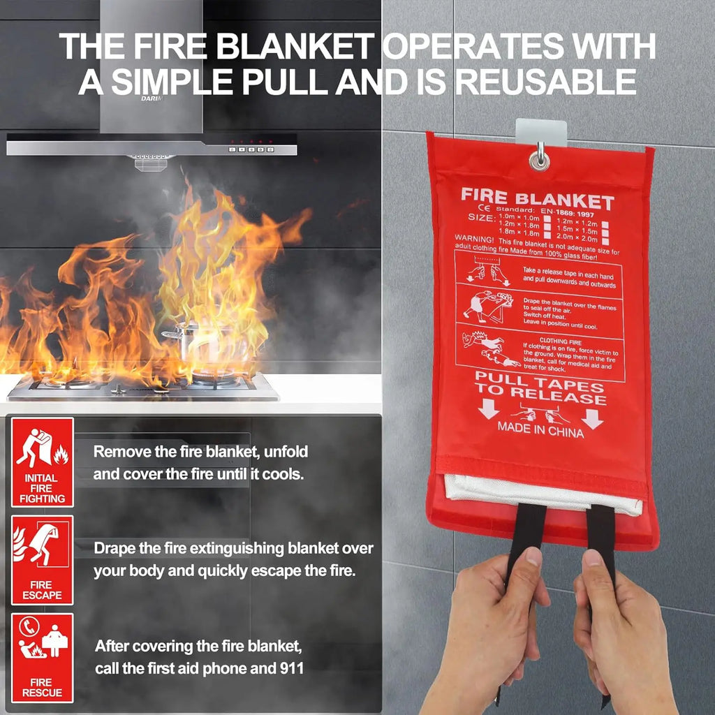 Fire Blanket Fiberglass Fire Emergency Blanket Suppression Blanket Flame Retardant Blanket Emergency Survival Safety Cover