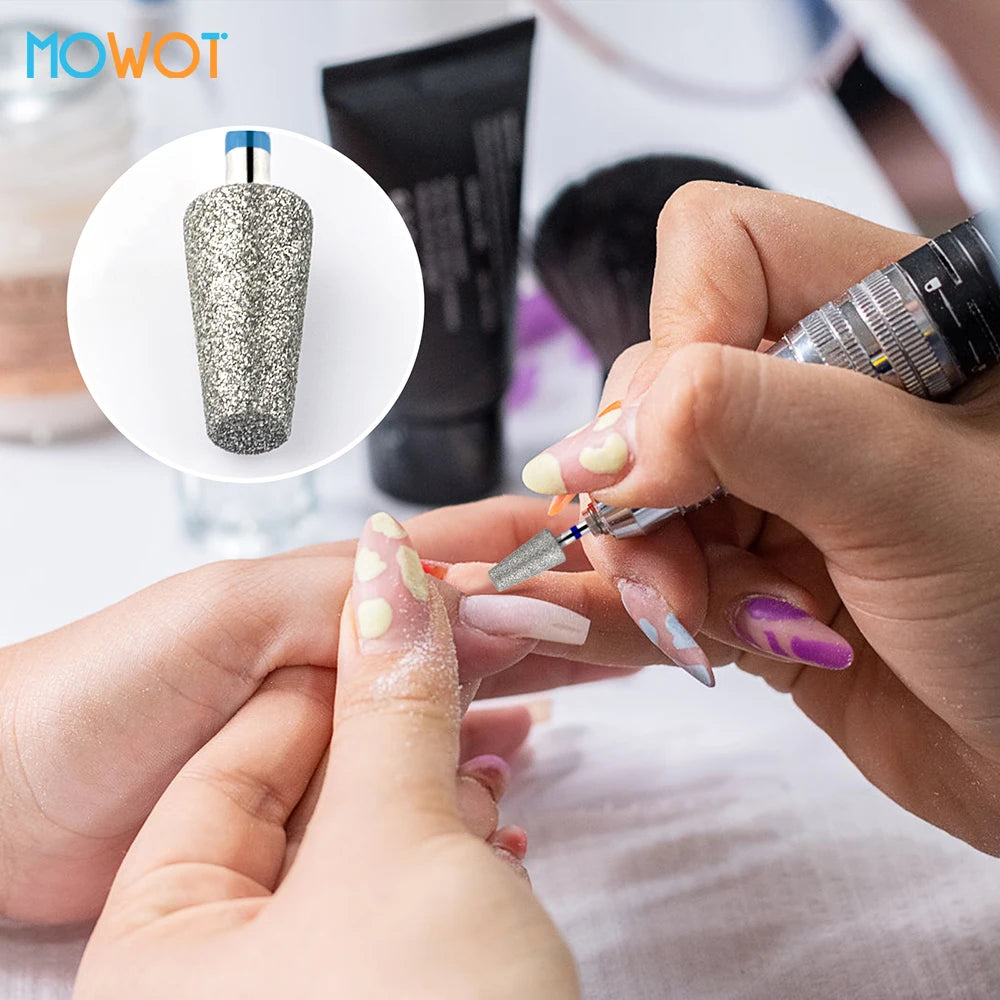 MOWOT Cross Teeth Barrel Diamond Nail Drill Bits 3/32" Rotary Nail Bit Milling Cutter for Manicure Cuticle Clean Burr Nail Tools
