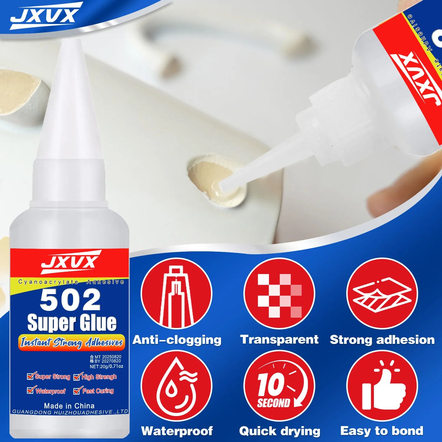 5-10pcs 502 Super Glue Instant Quick-drying Cyanoacrylate Adhesive Leather Rubber Glass Wood Metal Strong Bond Liquid Glue Tool