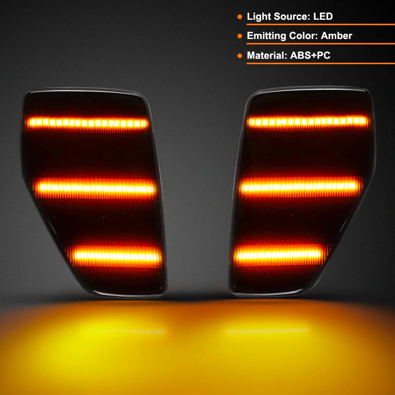 2Pcs For Hummer H3 H3T 2005-2010 Clear & Smoked Lens LED Side Marker Lamp Amber Front Side Fender Turn Signal Lights