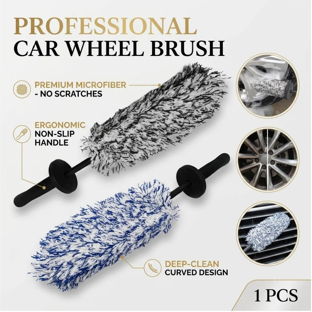 Microfiber Car Wheel Brush Scratch Free Car Rim Detailing Brush Long Handle Automotive Cleaning Tool For Car Car Care