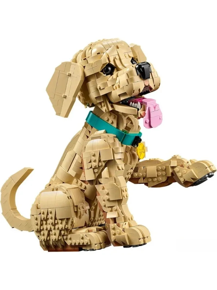 New Cute Golden Retriever Puppy Dog Building Blocks Compatible Model Suitable for Children's Birthday Gift Toys