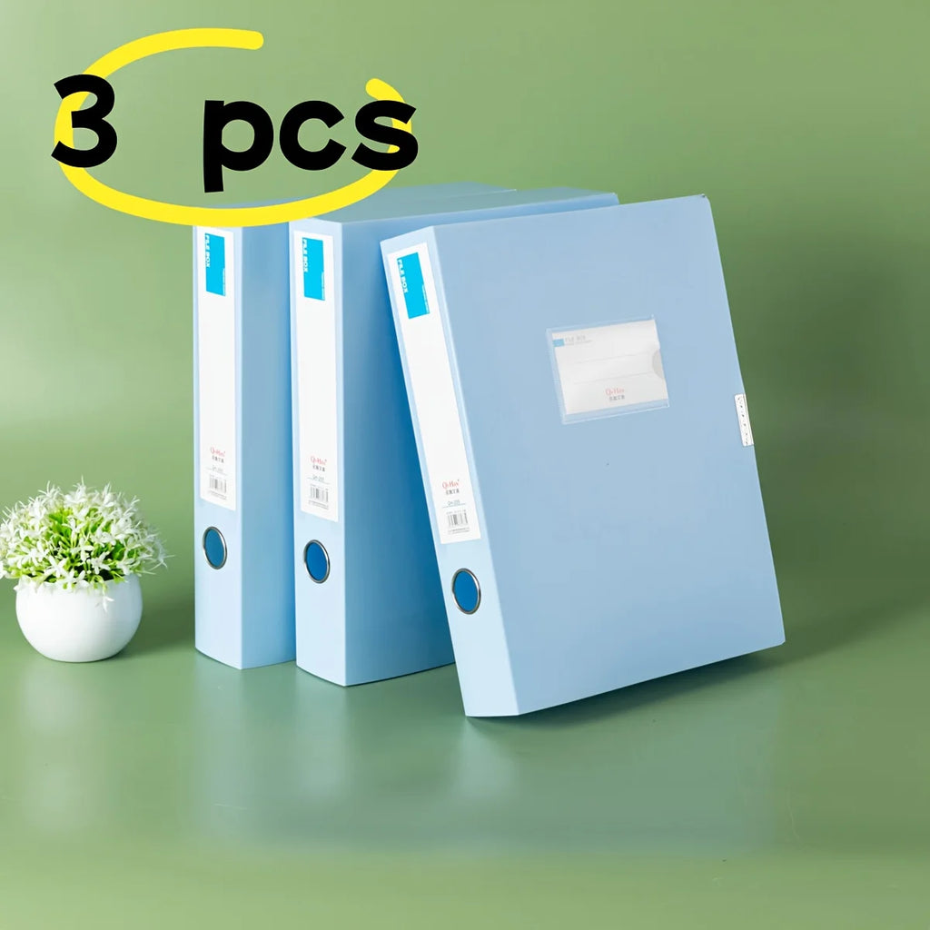 3pcs Large Capacity Plastic File Boxes for Office Use - Document, Personnel Records, Financial Accounting, and Invoice Storage