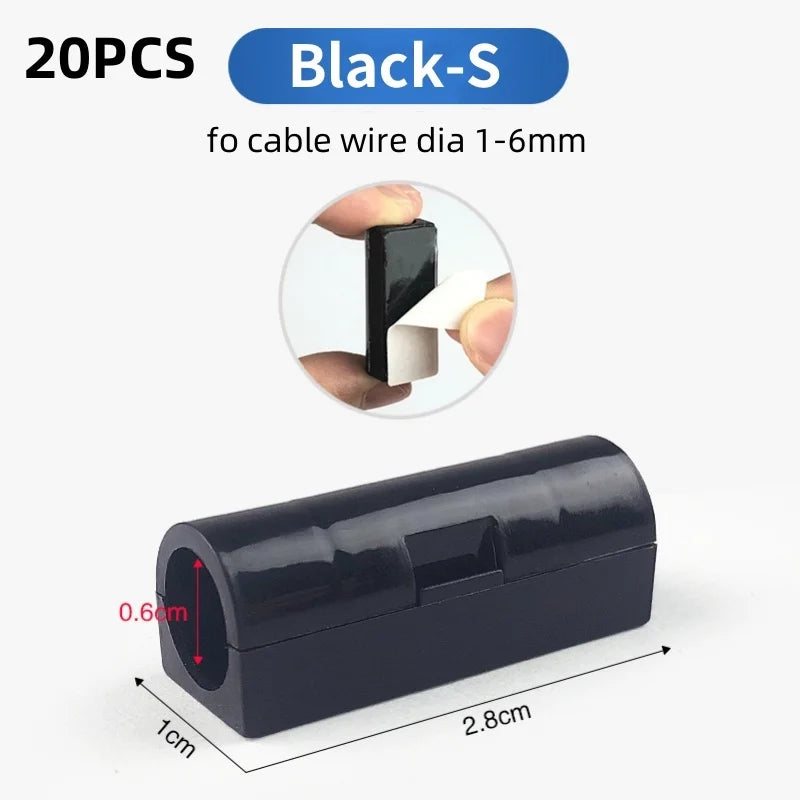 5/20pcs Cable Organizer Clip Snap Drop Wire Holder Cord Management Self-Adhesive Cable Fixed Clamp Office Wiring Accessory