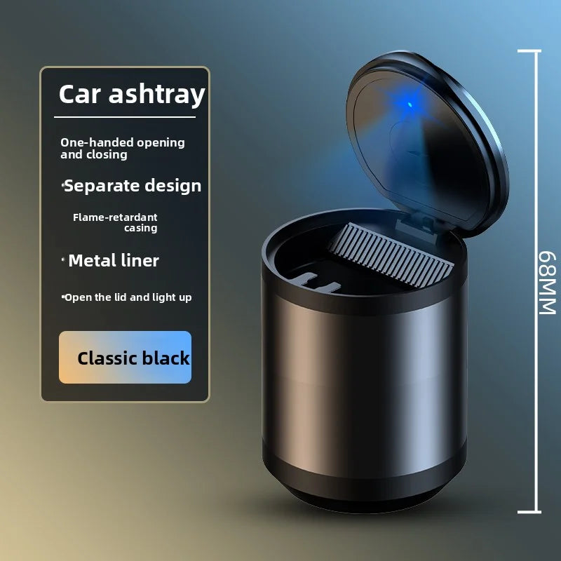 Car LED Ashtray Garbage Coin Storage Cup Container Cigar Ashtray Holder Auto Interior Accessories Car LED Aluminum Alloy Ashtray