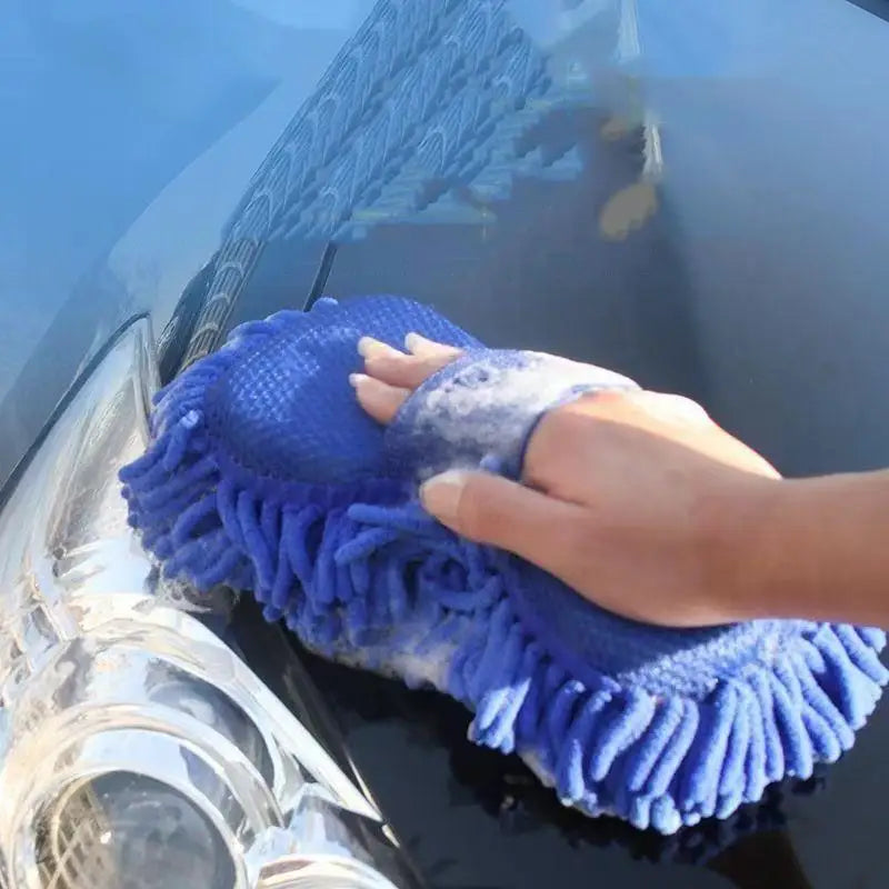 Car Wash Gloves and Towels Microfiber Chenille Soft Absorbent Set for Vehicle Interior Exterior Cleaning Tasks