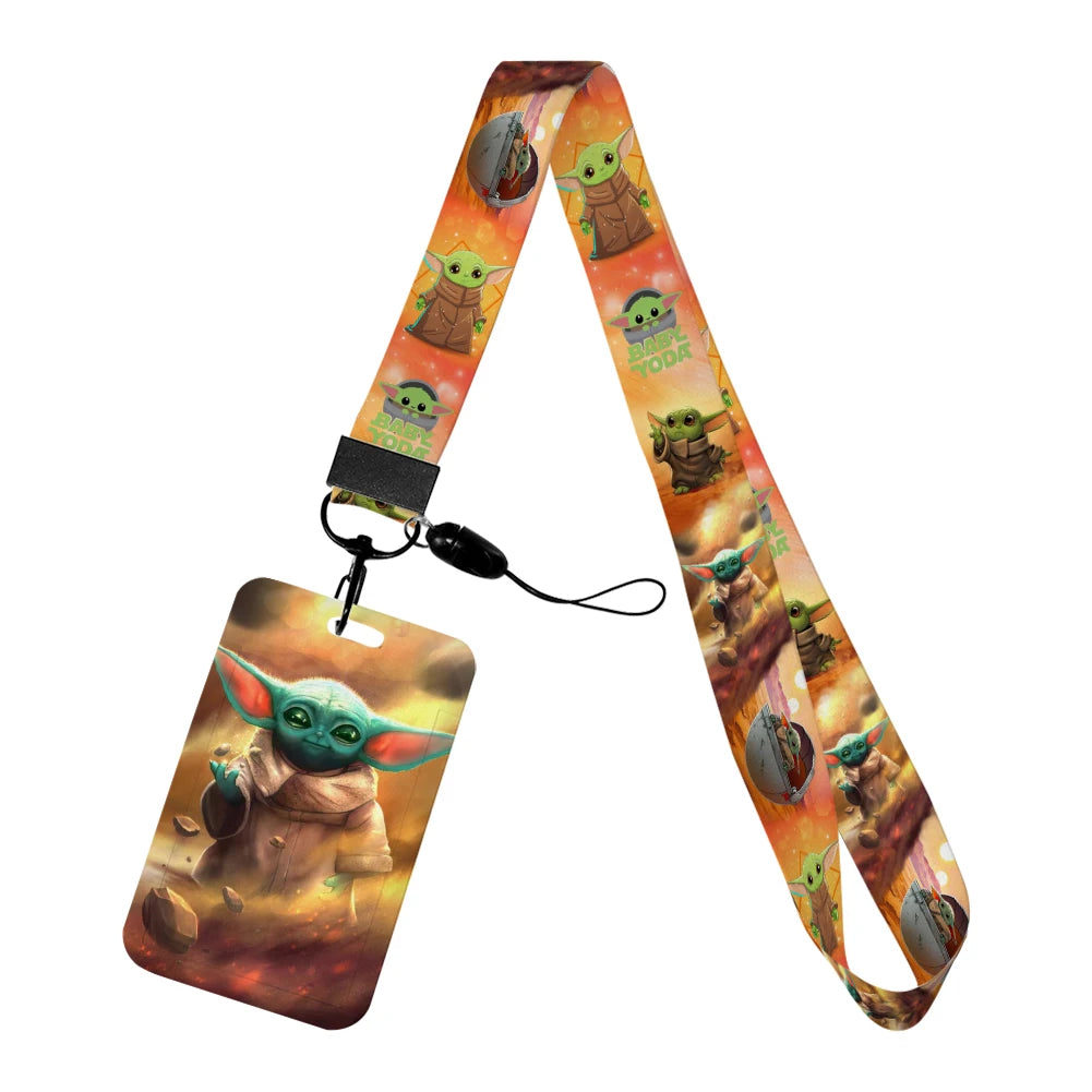 Cartoon Yoda Disney Card Holder Lanyards Minnie Card Holders Neck Strap for Keychain Kids Door Badge Holder Boy Girl Card Case